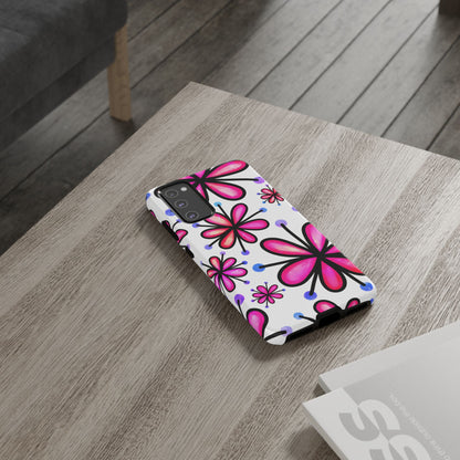Pink Retro Bloom Samsung Galaxy Case – Ultra-Slim Design, Glossy Finish