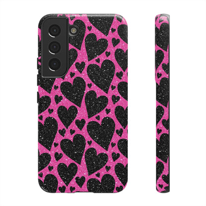 Pink Glitter Hearts Samsung Galaxy Case