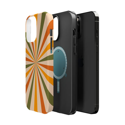 Retro Sunburst MagSafe iPhone Case – Bold Geometric Design, Durable Shockproof Protection