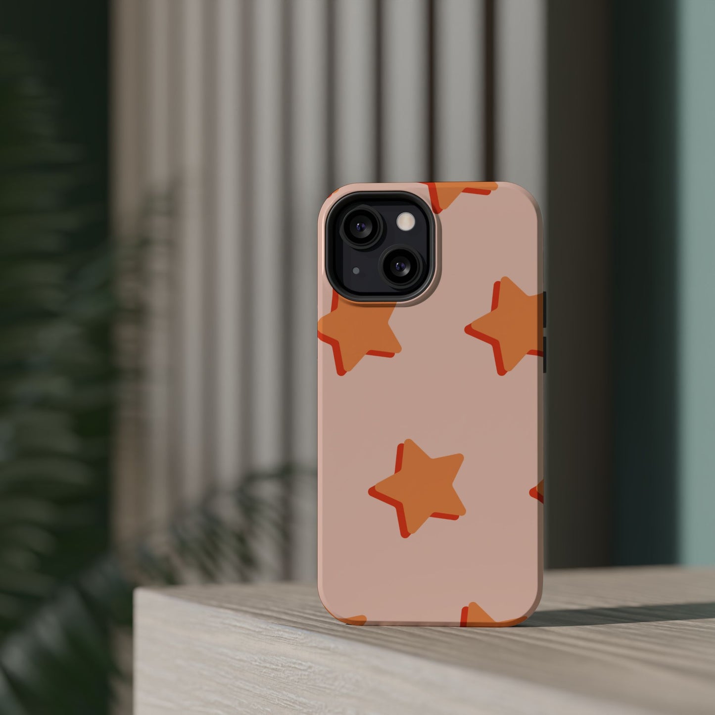 Retro Orange Stars MagSafe iPhone Case – Shock-Resistant, Smooth Matte Finish, Dual-Layer Design