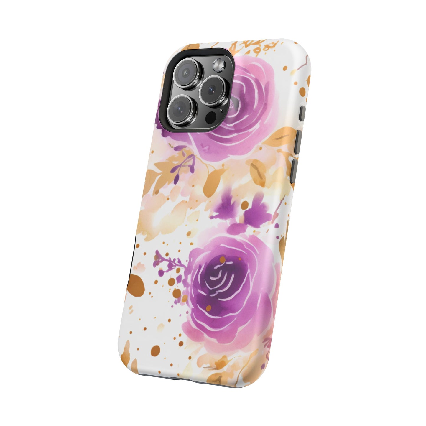 Soft Purple & Gold Floral Splash - MagSafe iPhone Series Case