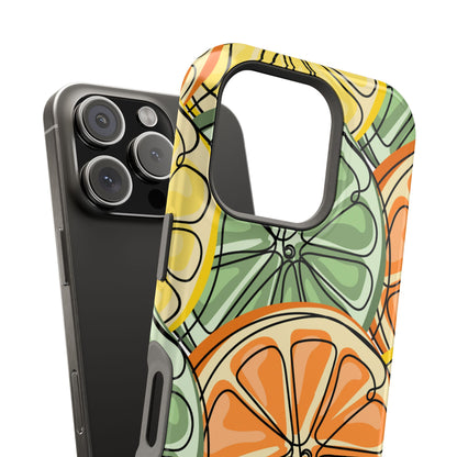 Citrus Zest Tough MagSafe iPhone Case – Bold Lime, Lemon, and Orange Design, Shockproof Protection