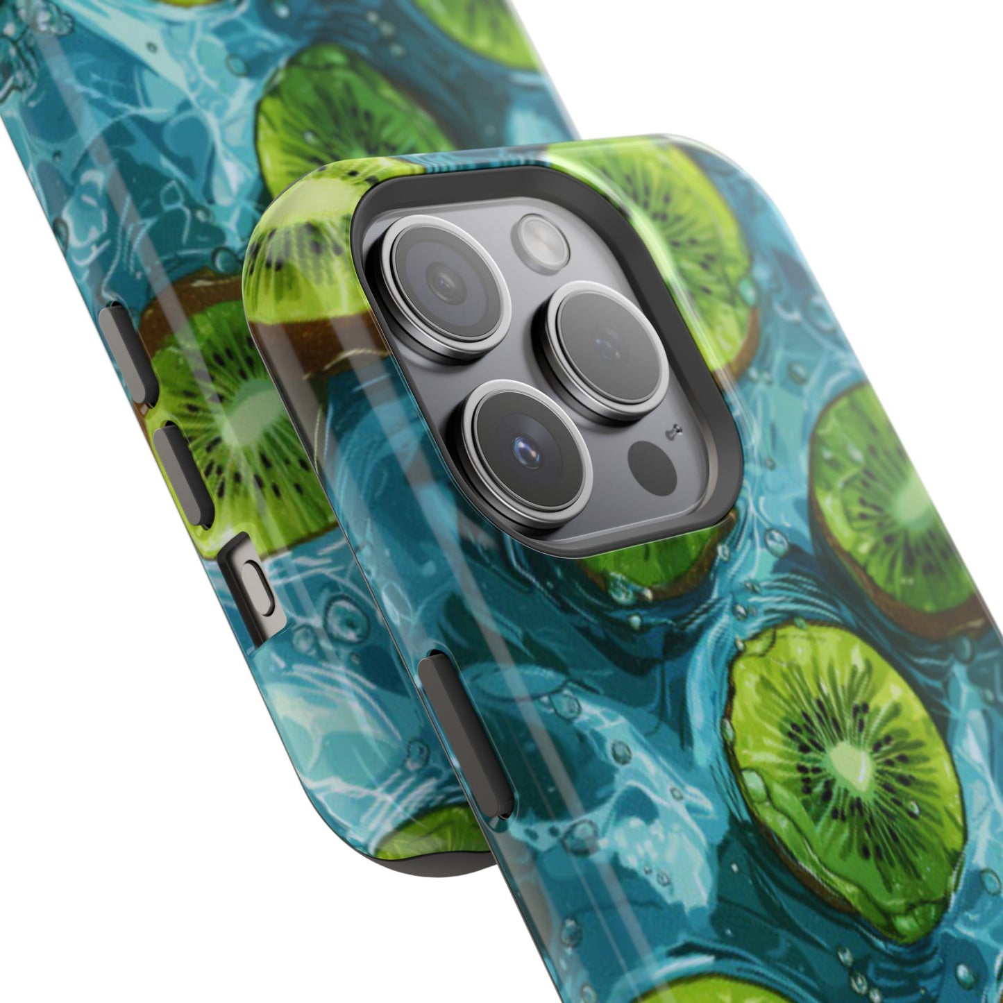 Tropical Kiwi Splash MagSafe iPhone Case – Tough Dual-Layer, Vibrant Summer Design