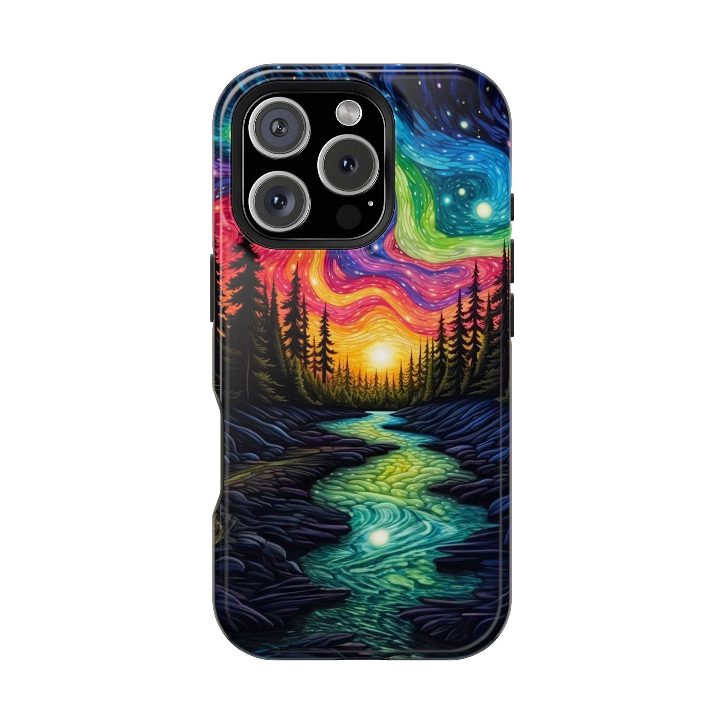 Celestial Nightscape MagSafe iPhone Case – Vibrant River and Starry Sky Design