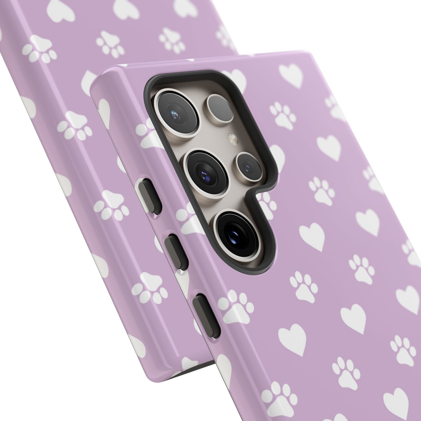 Purple Hearts & Paw Prints - Cute Pet Lover Phone Case