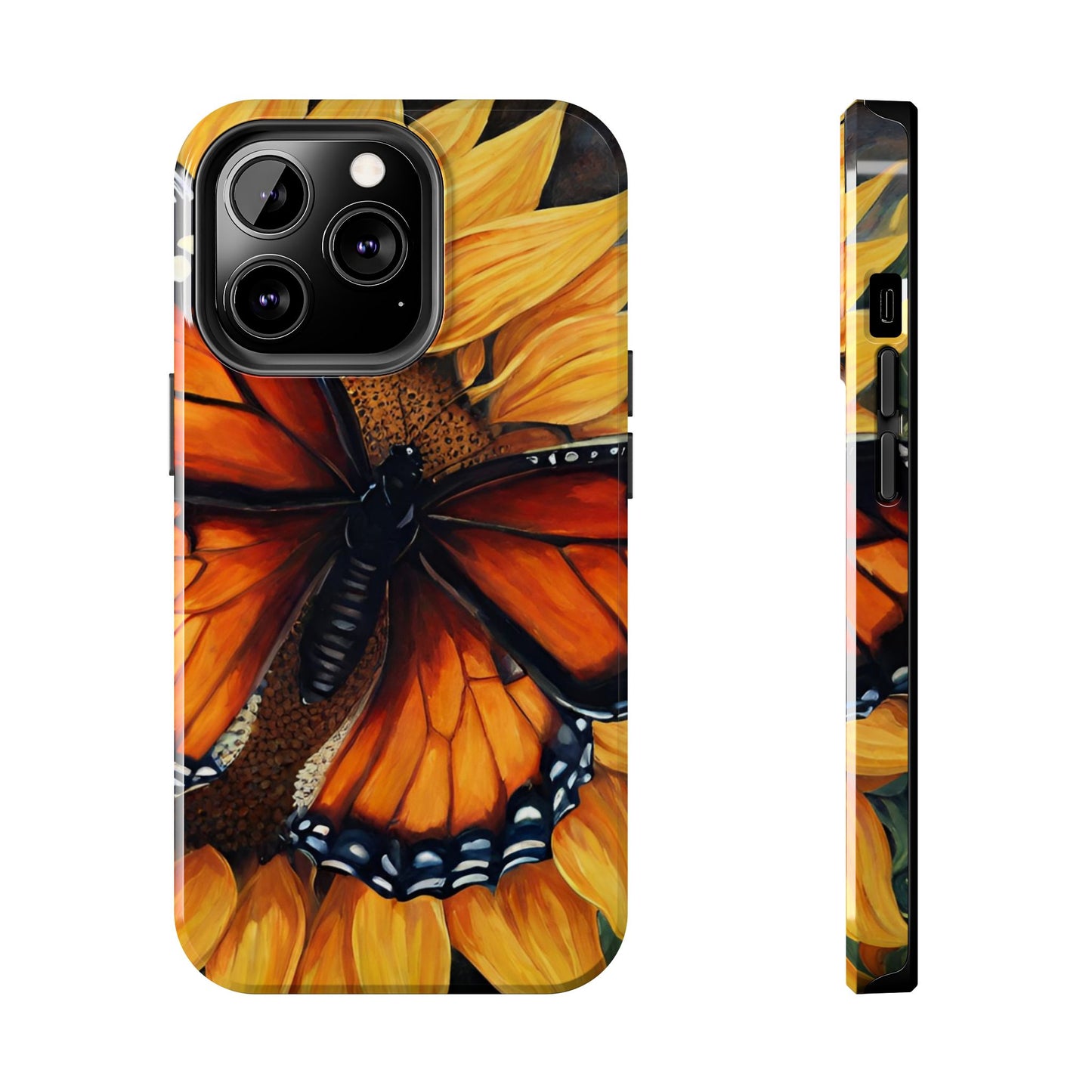 Monarch Butterfly & Sunflower Art – iPhone Case