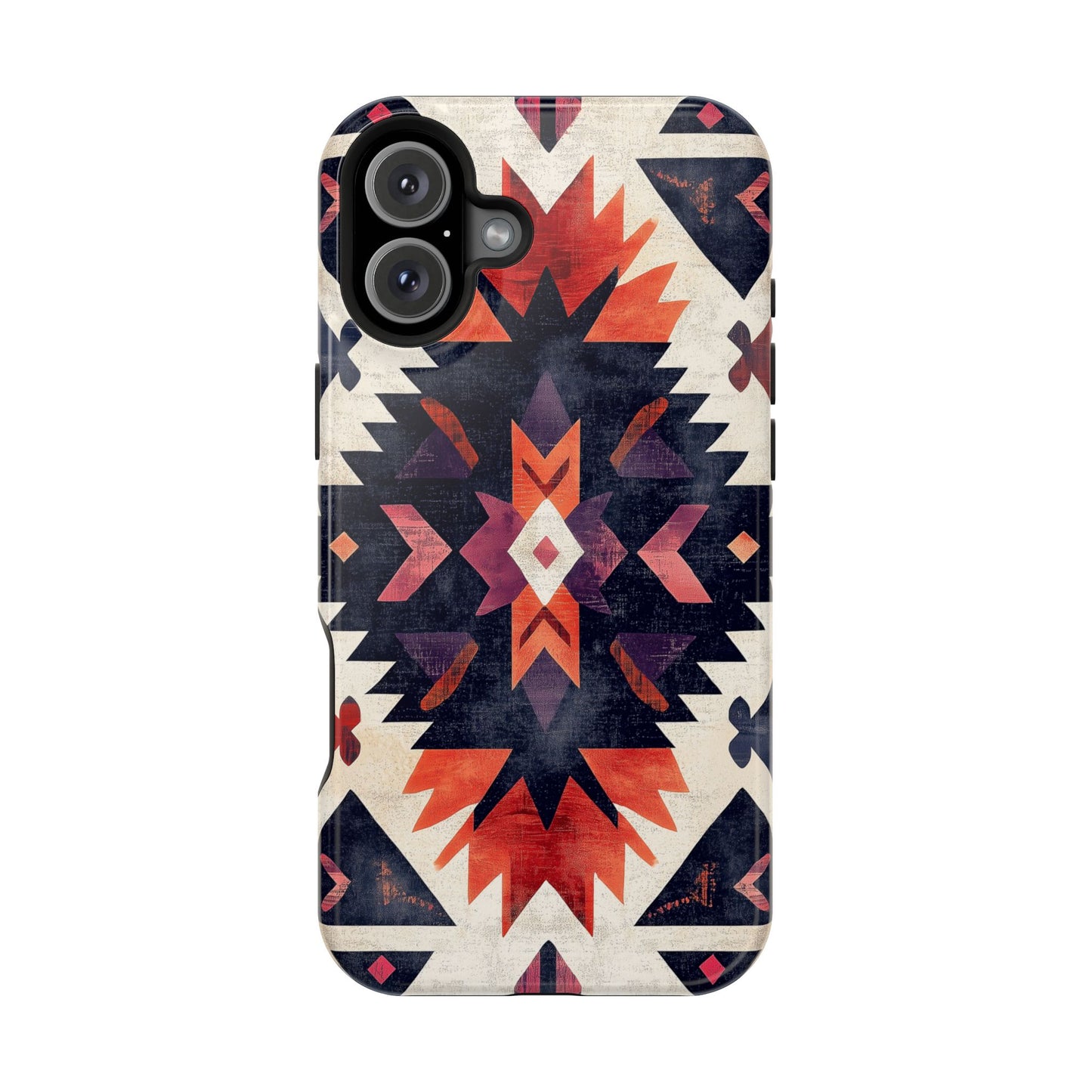 Boho Tribal Starburst Tough MagSafe iPhone Case – Vibrant Geometric Design, Dual-Layer Protection