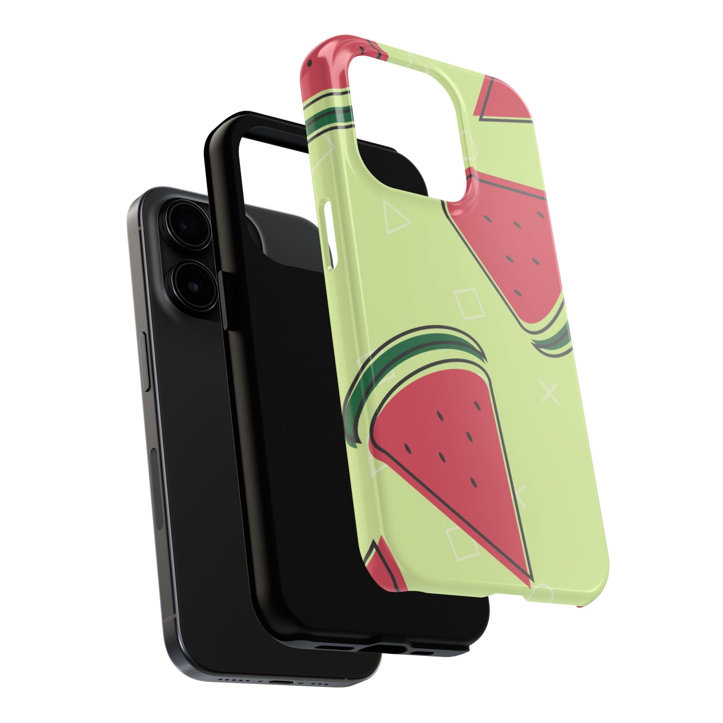 Watermelon Slice iPhone Case – Fresh & Fun Design with Retro Geometric Pattern