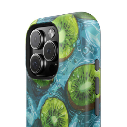 Tropical Kiwi Splash MagSafe iPhone Case – Tough Dual-Layer, Vibrant Summer Design