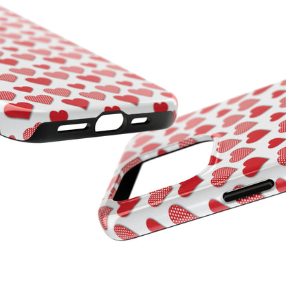 Red & Polka Dot Hearts iPhone Case