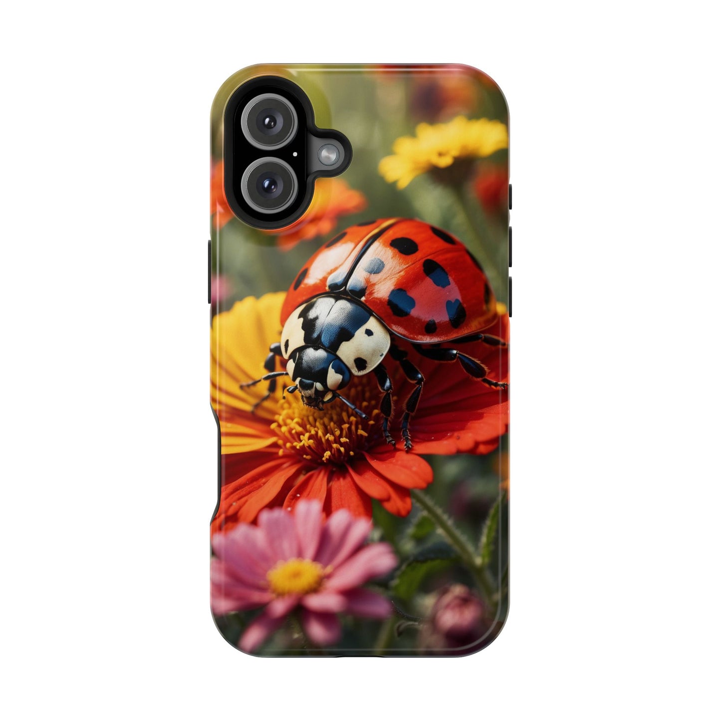 Ladybug on Orange Daisy - MagSafe iPhone Case