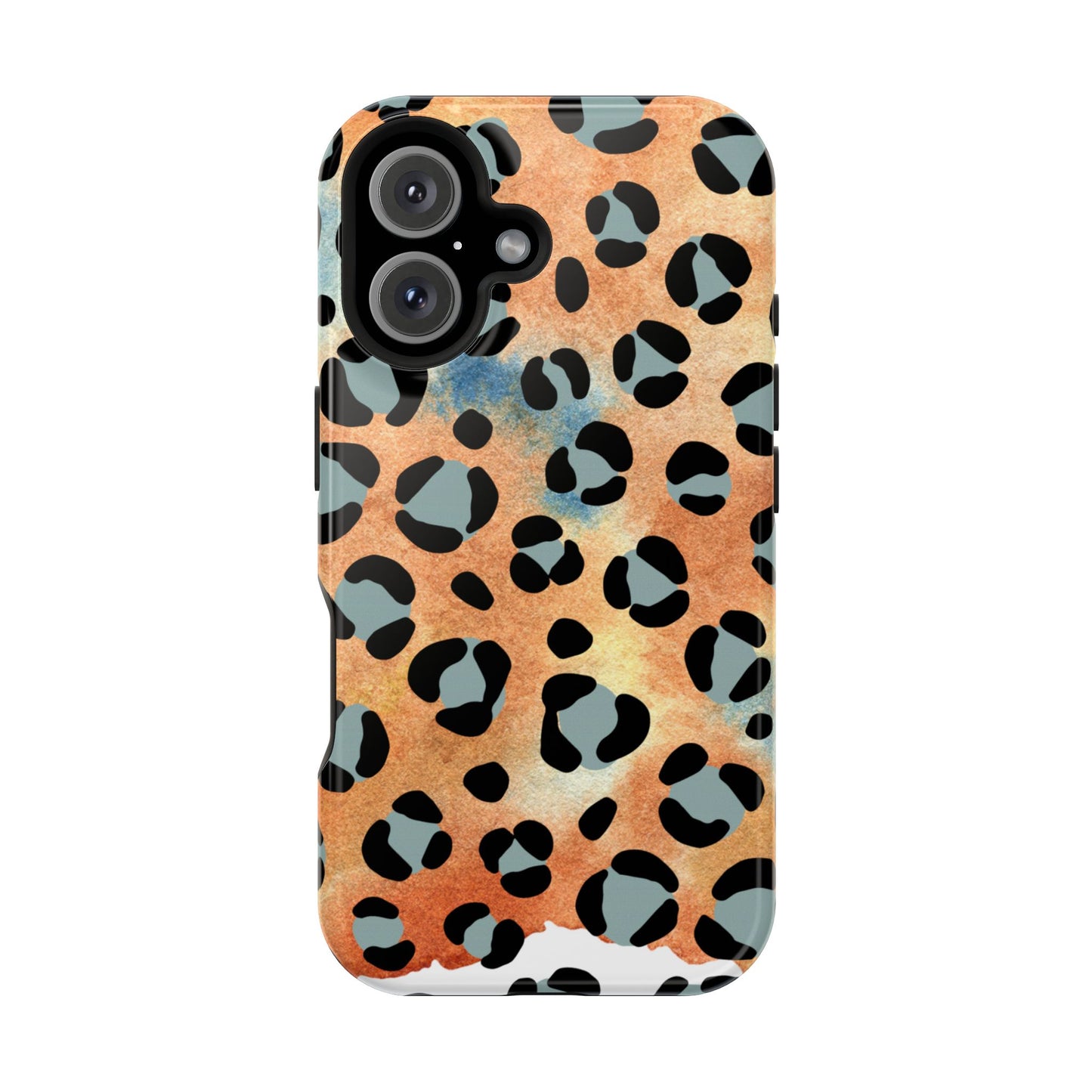 Sunset Watercolor Leopard Print Tough MagSafe iPhone Case – Artistic Animal Pattern with Dual-Layer Protection