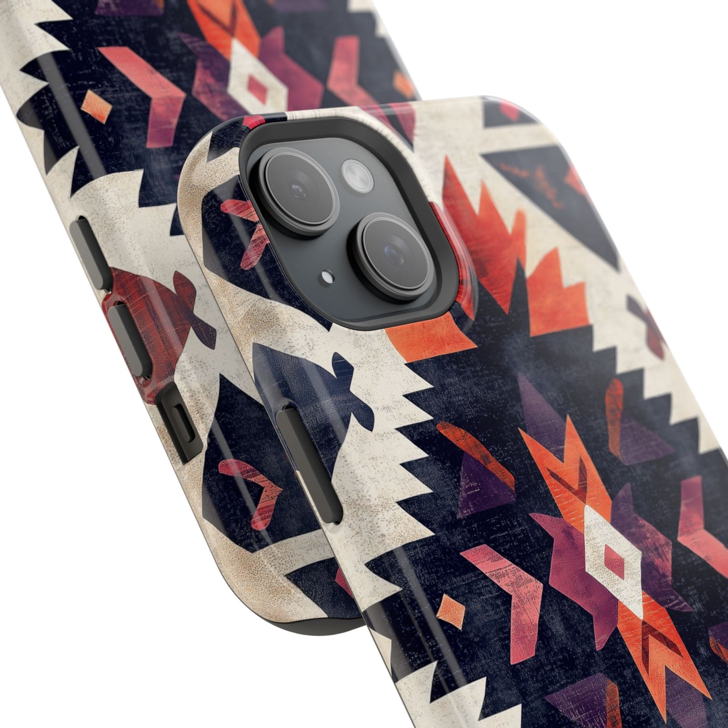 Boho Tribal Starburst Tough MagSafe iPhone Case – Vibrant Geometric Design, Dual-Layer Protection