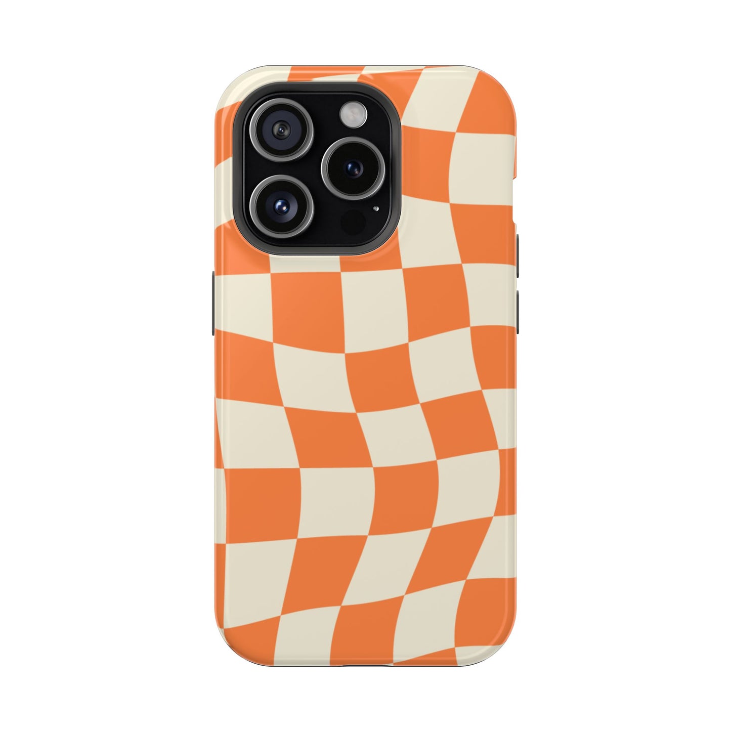 Wavy Retro Checkerboard MagSafe iPhone Case – Shockproof, Matte Finish, Dual-Layer Protection