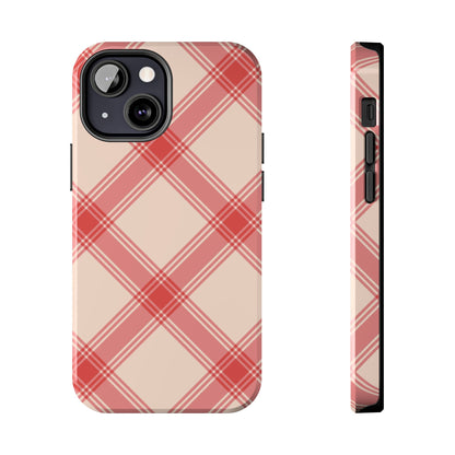 Soft Peachy Red Plaid iPhone Case