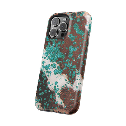 Teal Glitter Cowhide - MagSafe iPhone Series Case