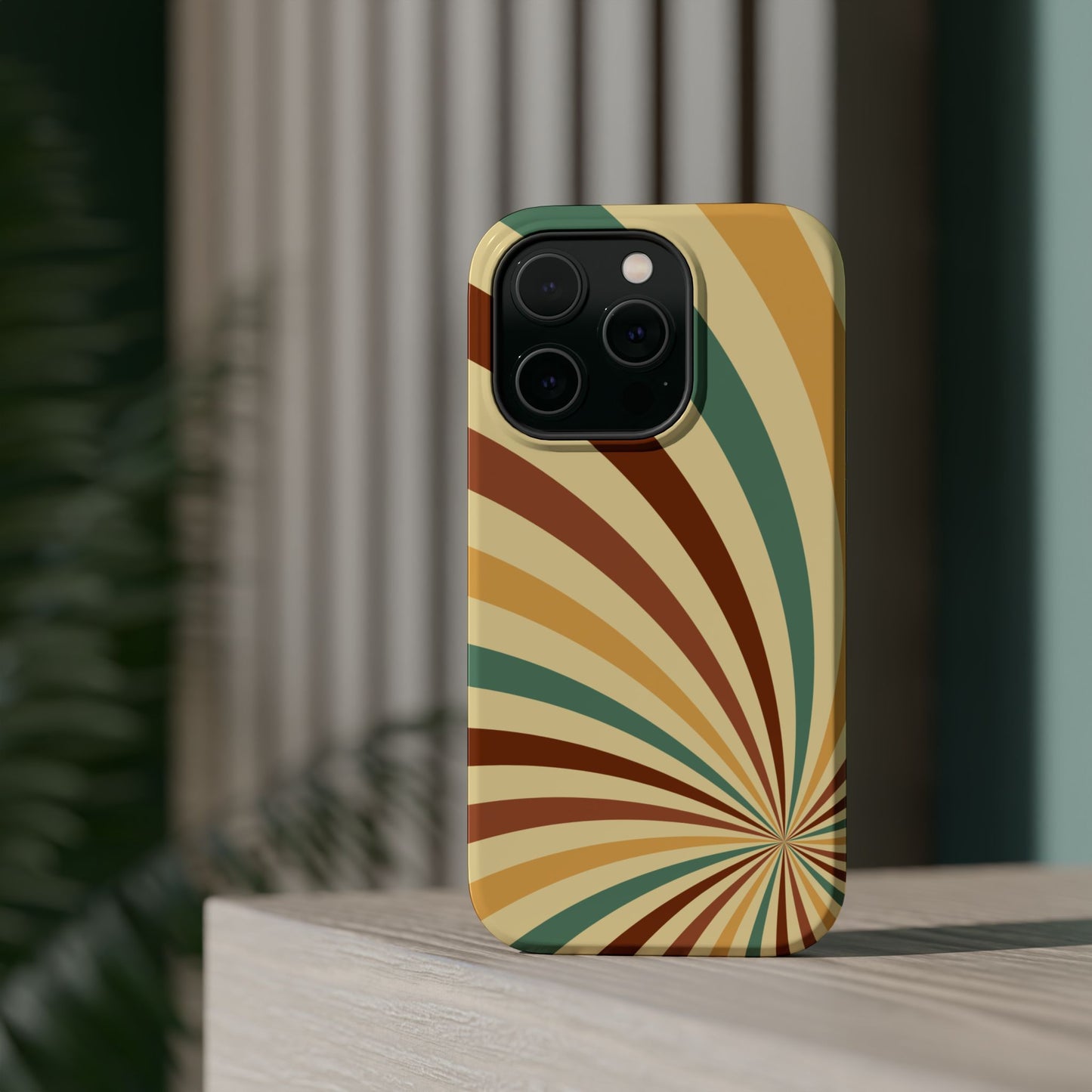 Earthy Retro Swirl MagSafe iPhone Case – Dual-Layer Protection with 70s-Inspired Earth Tones