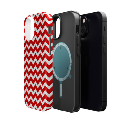 Bold Red & White Chevron – Modern Geometric MagSafe iPhone Case