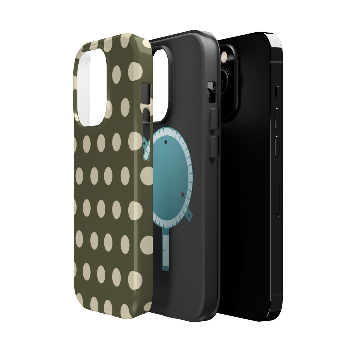 Vintage Green & Cream Polka Dots – MagSafe iPhone Case