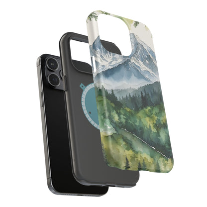 Watercolor Alpine Mountainscape - MagSafe iPhone Case