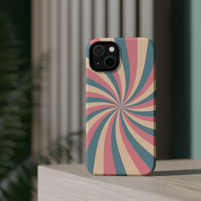 Vintage Pastel Swirl MagSafe iPhone Case – Dual-Layer Protection with 70s-Inspired Design