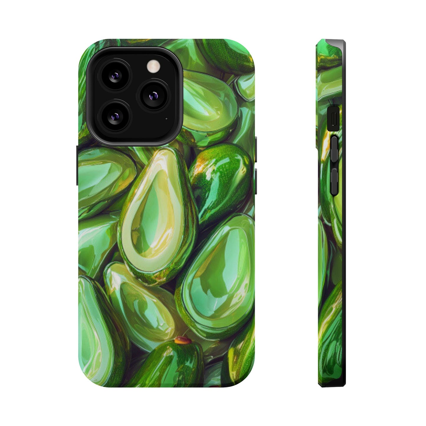 Glossy Avocado MagSafe iPhone Case – Sleek Green 3D Fruit Design, Durable and Stylish