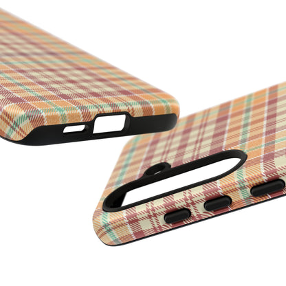 Retro Chic Plaid Samsung Galaxy Case in Red, Orange, Green & Cream – Timeless Vintage Design