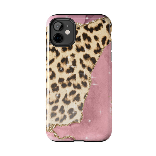 Pink Glam Leopard - iPhone Series Case with Glitter Accents