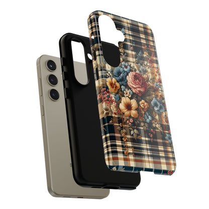 Vintage Floral Checkered Phone Case