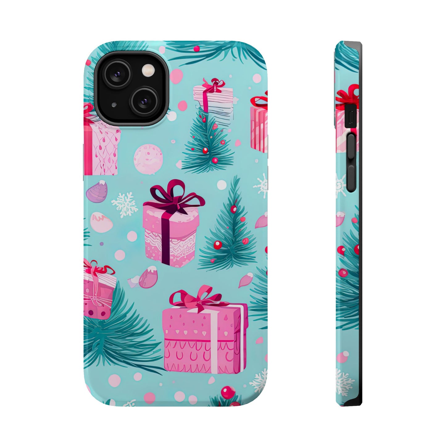 Festive Pink Christmas Gifts and Evergreen MagSafe iPhone Case – Holiday Theme, Protective Cover