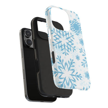 Frosty Blue Snowflakes iPhone Case – Shockproof, Smooth Matte Finish, Dual-Layer Design