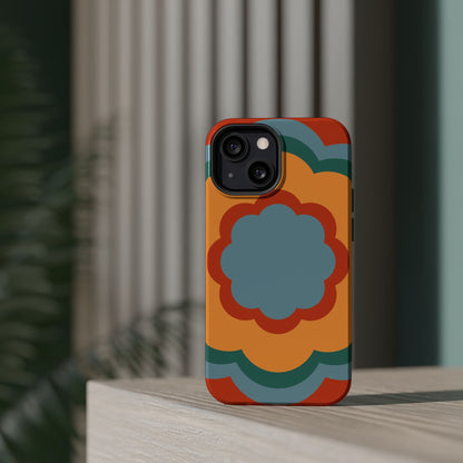 Retro Flower Power MagSafe iPhone Case – Bold 70s-Inspired Design with Dual-Layer Protection