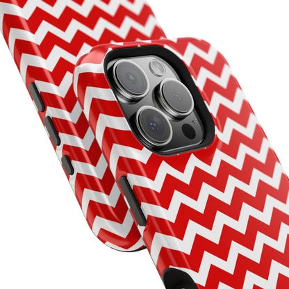 Bold Red & White Chevron – Modern Geometric MagSafe iPhone Case