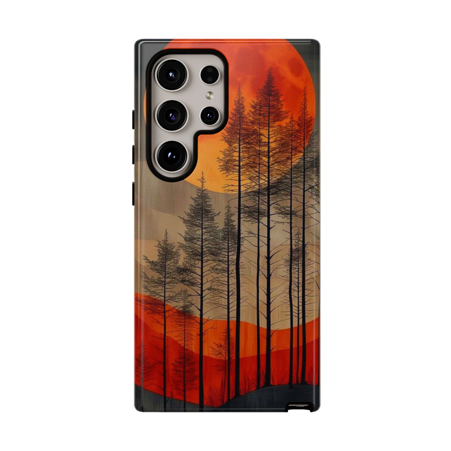 Moody Forest Moonrise Samsung Galaxy Case – Dark Landscape Design, Dual-Layer Protection