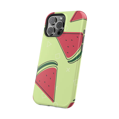 Watermelon Slice MagSafe iPhone Case – Fresh & Fun Design with Retro Geometric Pattern