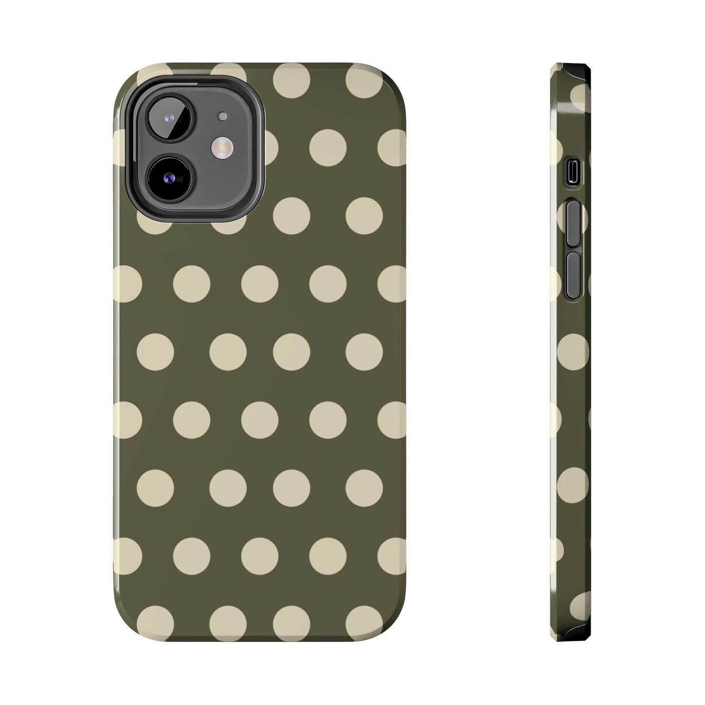 Vintage Green & Cream Polka Dots – iPhone Case