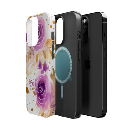 Soft Purple & Gold Floral Splash - MagSafe iPhone Series Case