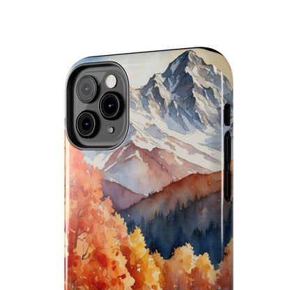 Watercolor Autumn Forest and Mountains - iPhone Case