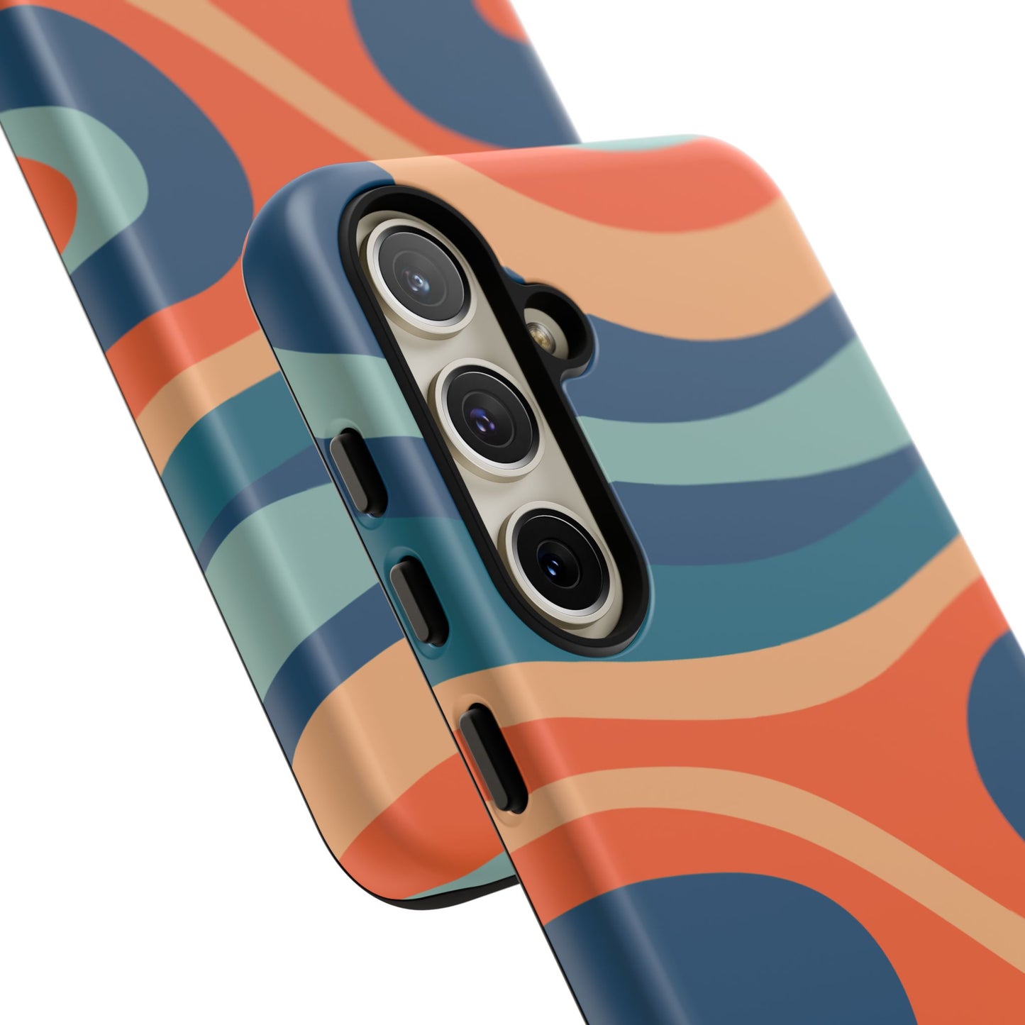 Retro Vibe Wavy Stripes Samsung Galaxy Case – 70s-Inspired in Teal, Orange, and Rust