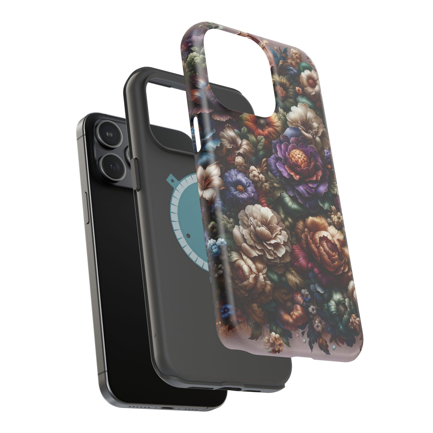 Floral Elegance MagSafe Compatible iPhone Case – Protective Dual-Layer Design with Vibrant Full-Wrap Print