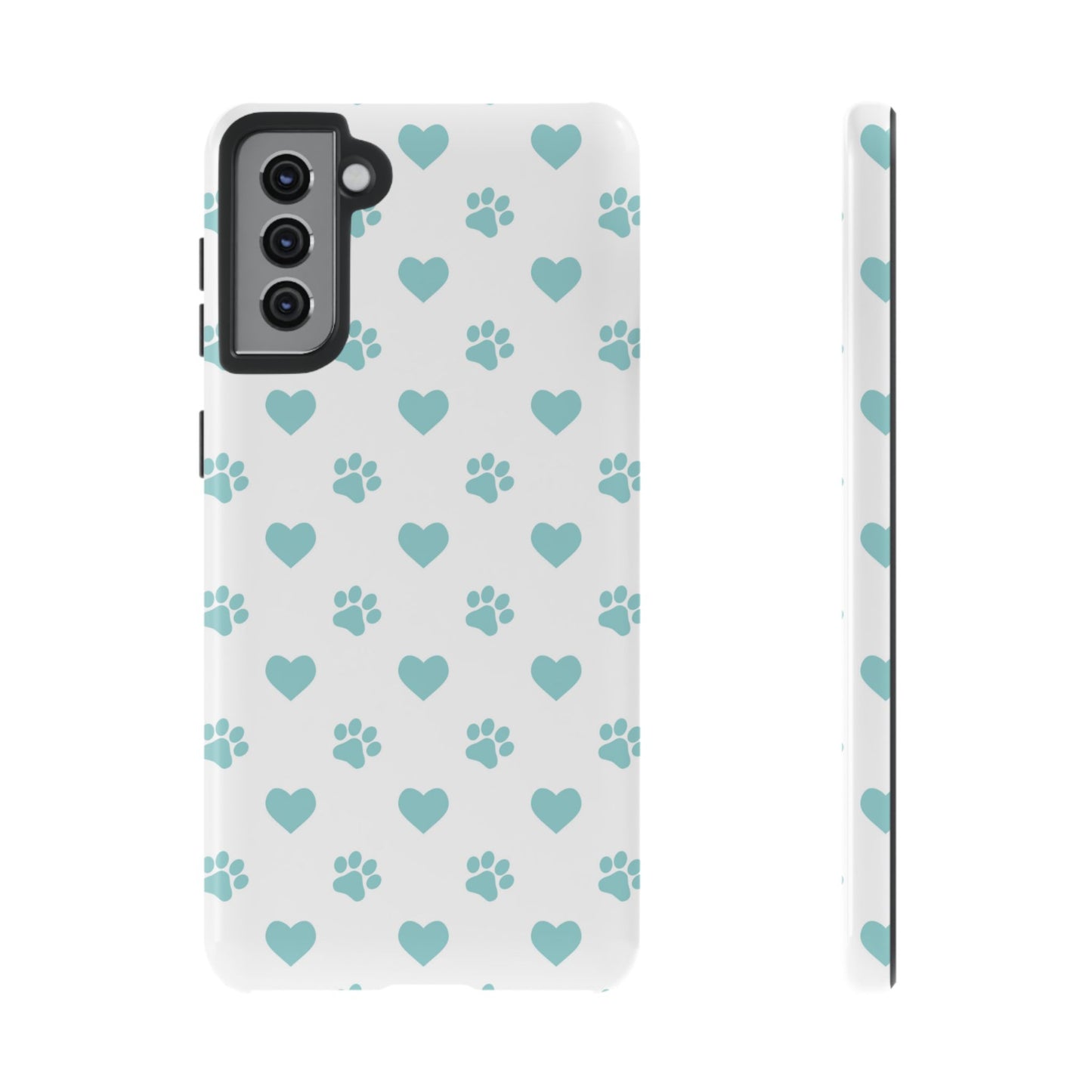 Mint Green Paw Print & Heart Samsung Galaxy Case – Cute Pet Lover’s Design