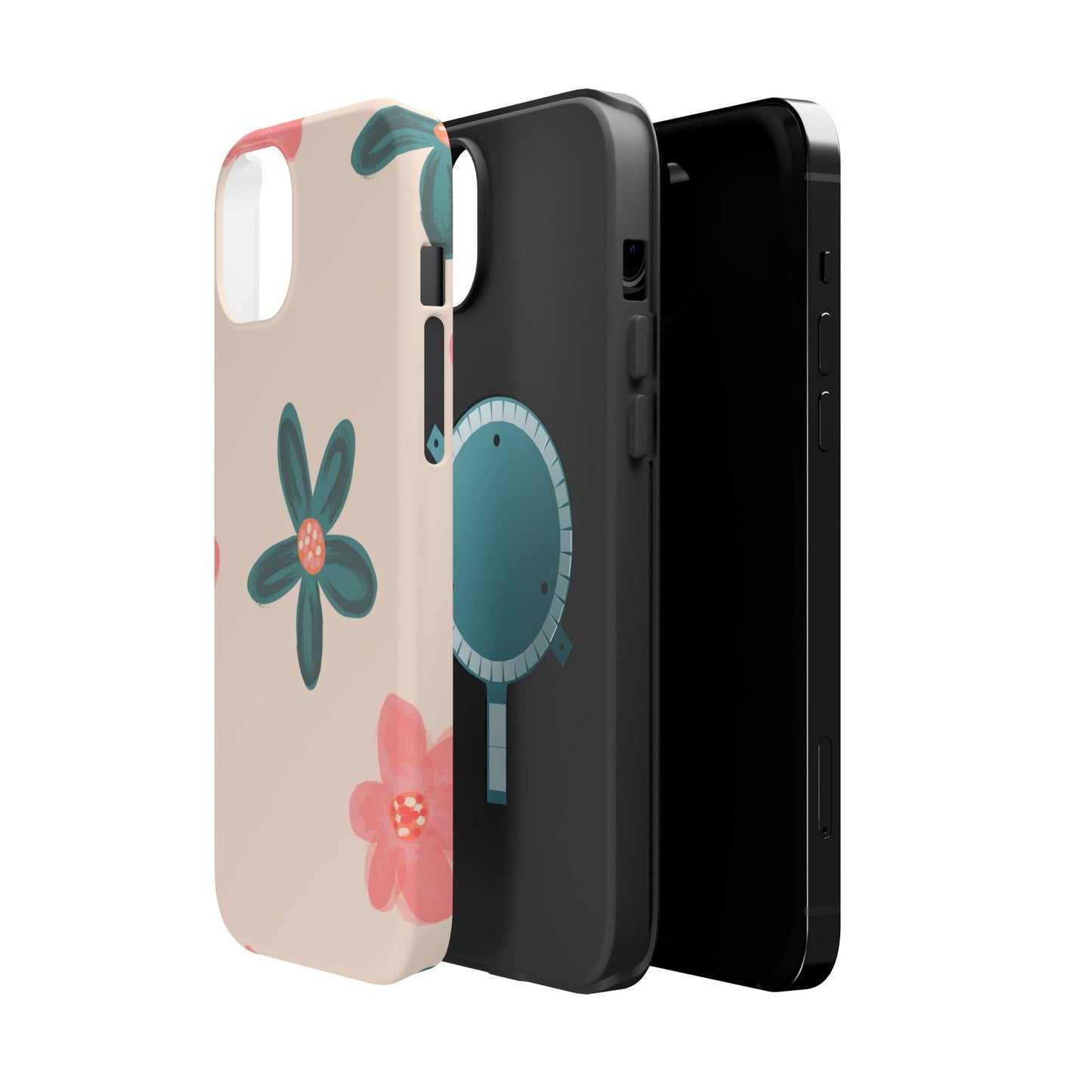 Vintage Floral Tough MagSafe iPhone Case – Soft Matte Finish with Dual-Layer Protection