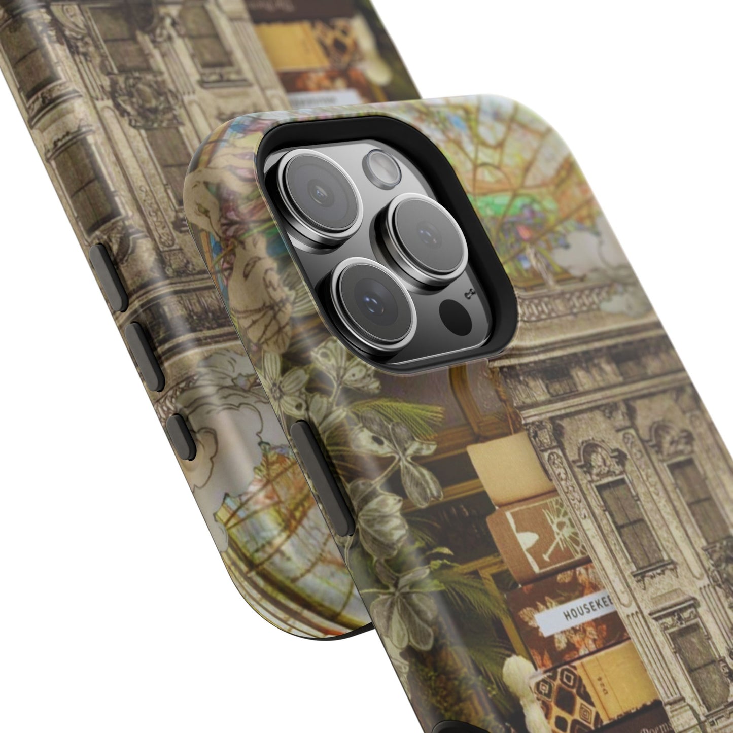 Whimsical Road Trip Collage MagSafe iPhone Case – Dual-Layer Protection with Vintage Art and Adventure Design