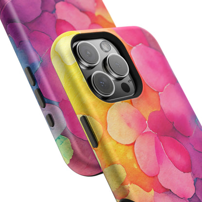 Sunset Petals Watercolor MagSafe iPhone Case – Slim Design, Glossy Finish