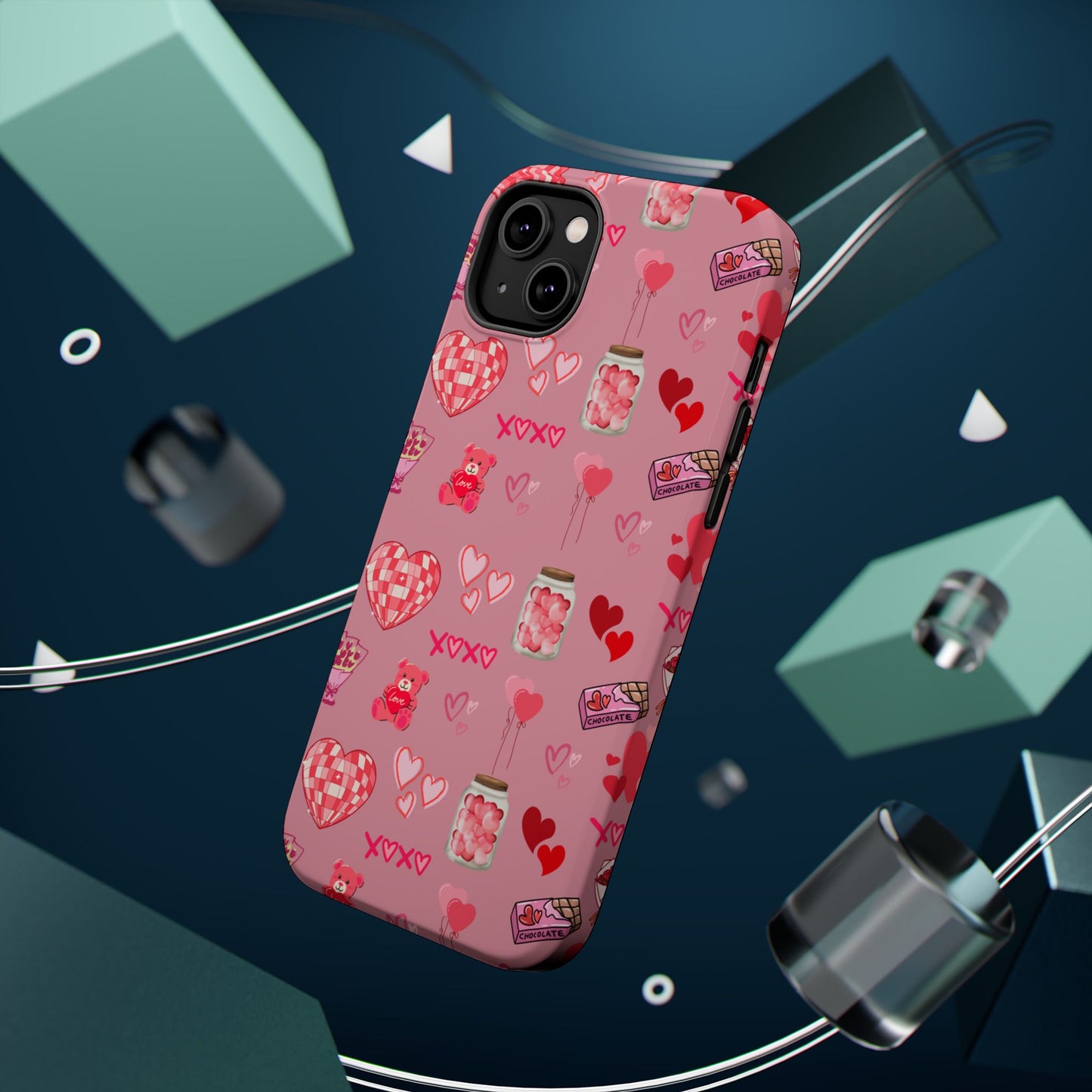 Pink Valentine Love Collage – MagSafe-Compatible iPhone Case