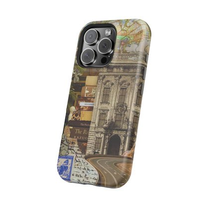 Whimsical Road Trip Collage MagSafe iPhone Case – Dual-Layer Protection with Vintage Art and Adventure Design