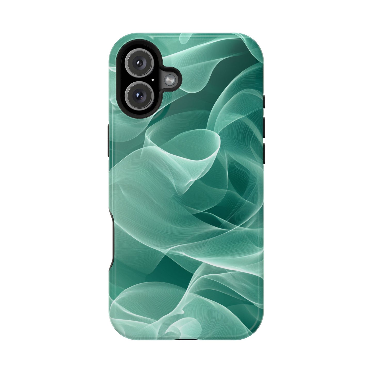 Emerald Flow MagSafe iPhone Case – Translucent Green Fabric-Inspired Design