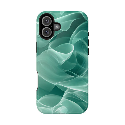 Emerald Flow MagSafe iPhone Case – Translucent Green Fabric-Inspired Design