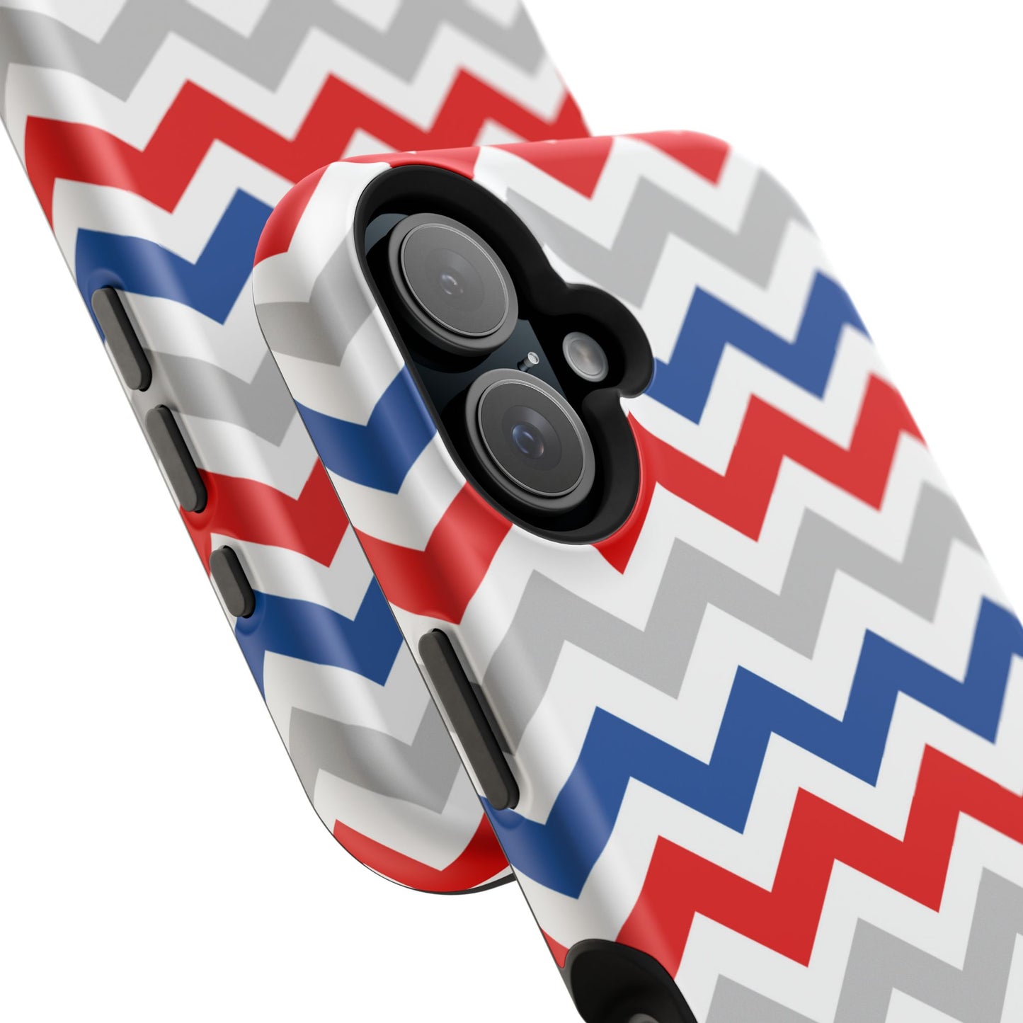 Patriotic Red, White & Blue Chevron – MagSafe Compatible iPhone Case