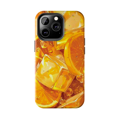 Citrus Splash iPhone Case – Bright Orange Slices & Ice, Dual-Layer Protection